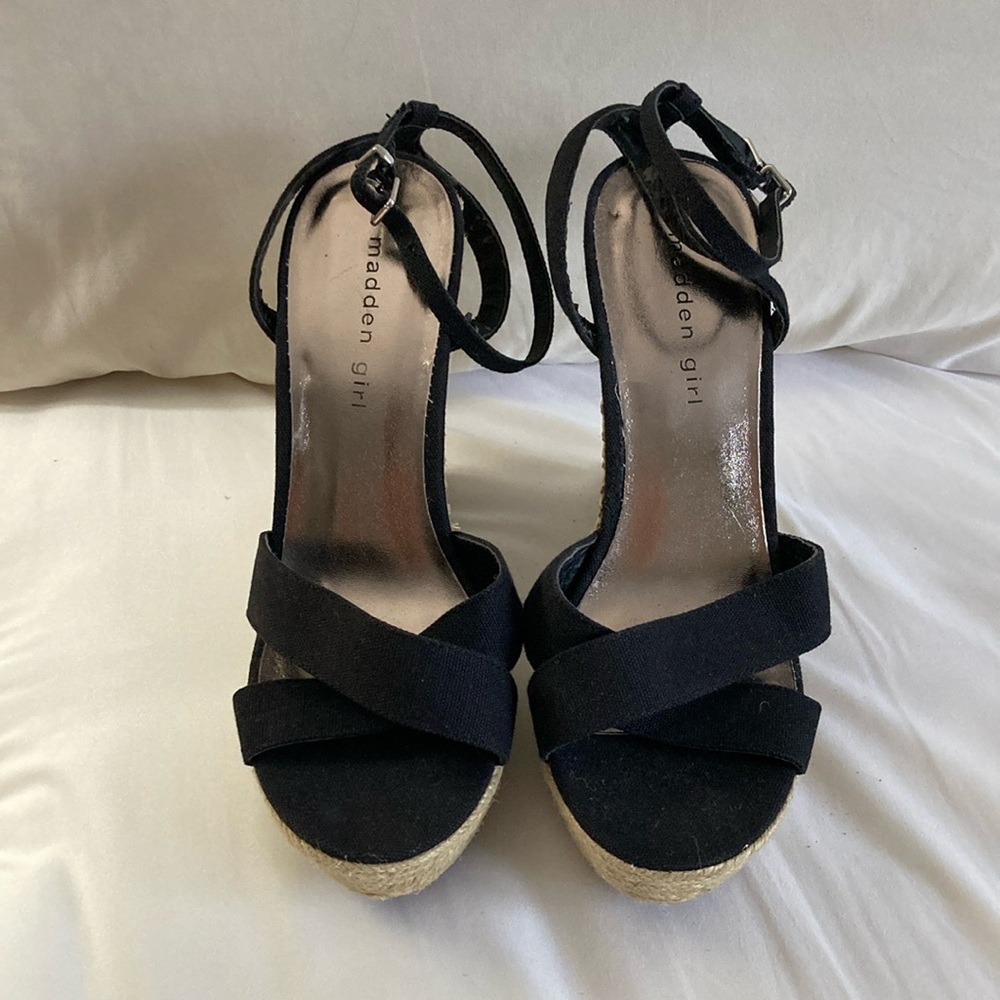 Madden Girl Black Platform Shoes with Wedge Heel